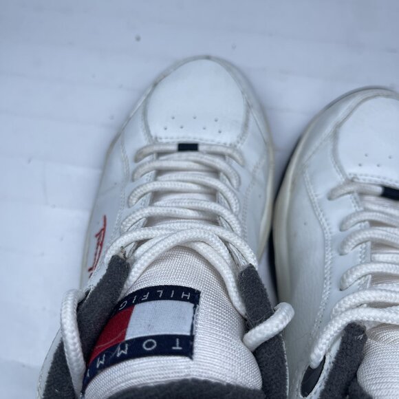 Vtg Tommy Hilfiger Men 7 US Sneakers White Leather Red Logo Retro 90s Rare Read* - Picture 11 of 16